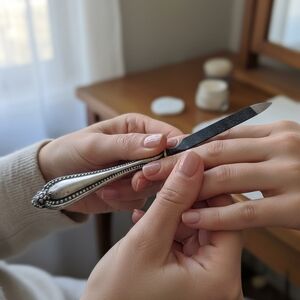 Elegant Viintage Antique STERLING Silver Repouse Nail File